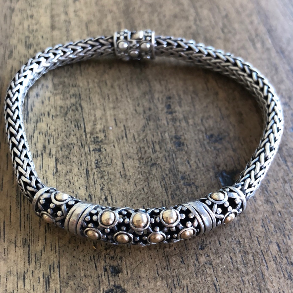 John Hardy Sterling Silver18K YellowGold Bracelet